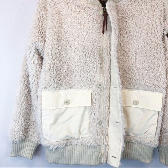 NWT Burton Shawmut Fleece Bone White Women Button Down Jacket Small - Picture 7 of 8